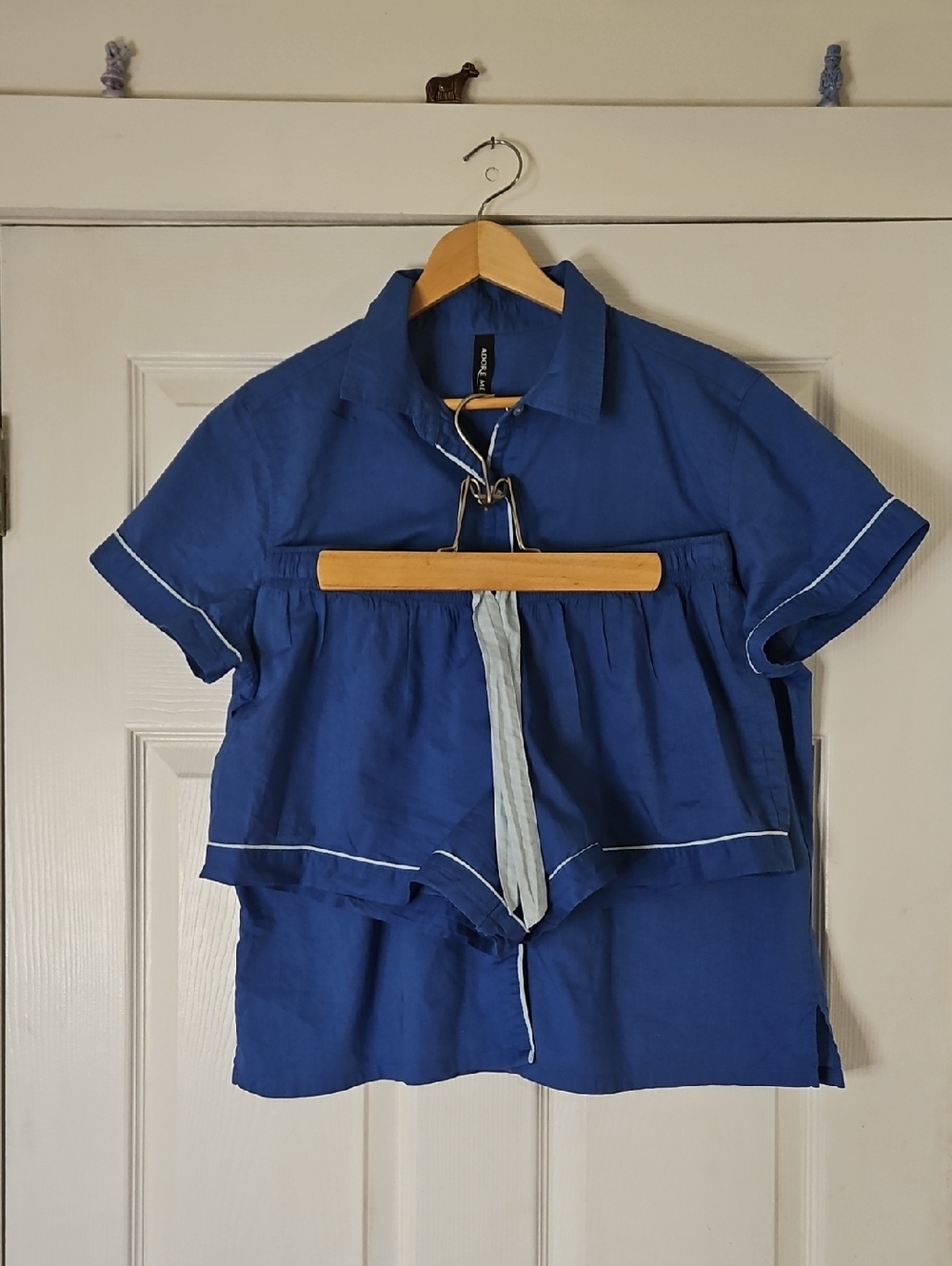 Adore Me Blue Short-Sleeve Button-Down Top & Shorts Pj Set L
